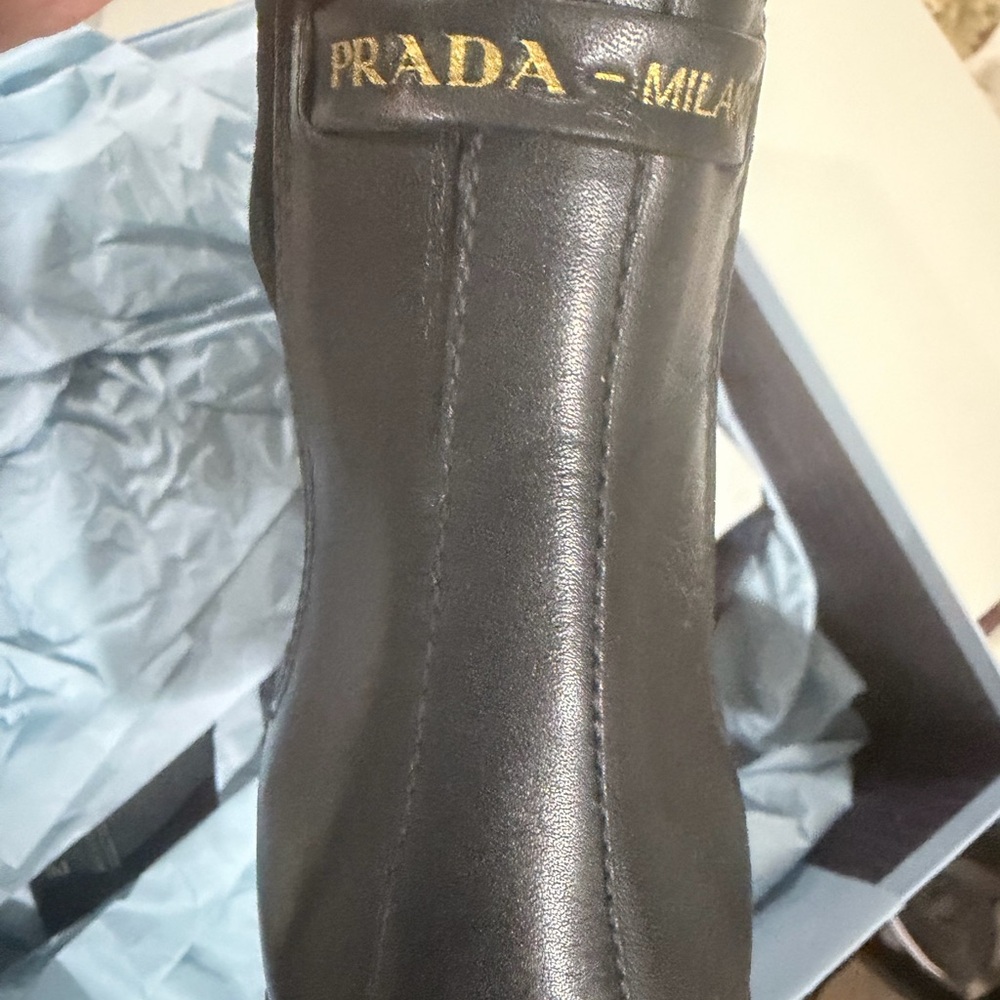 Prada Black Leather Lug-Sole Chelsea Boot with Block Heel - Picture 4 of 5